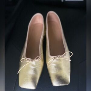 Mansur Gavriel metallic square toe ballet flats size 8 38